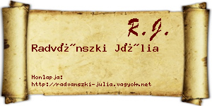 Radvánszki Júlia névjegykártya