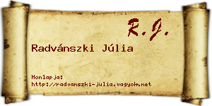 Radvánszki Júlia névjegykártya